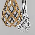 Modern Woven Chandeliers in Golden White and Black with Intricate Interlaced Patterns