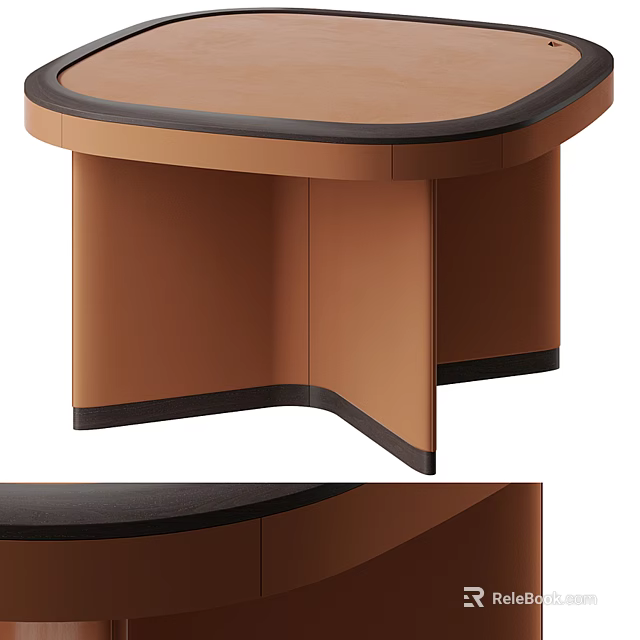 Modern Coffee Table With Curved Edges Smooth Surface And Stable Wooden Base 3d model