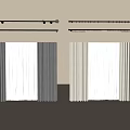 Modern Curtains With Striped Sheer Fabric And Curtain Rods Design
