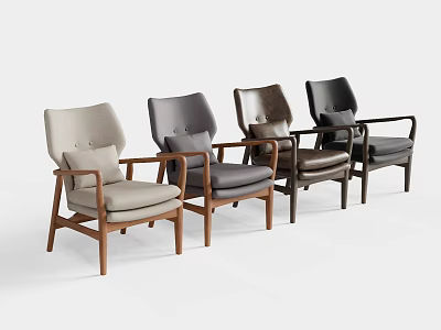 Modern Leisure Chairs With Wooden Frame Armrests And Various Color Options 3d model