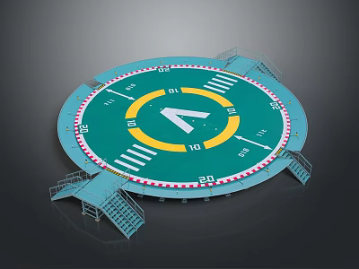 Commercial Circular Equipment With Green Surface Yellow Markings And Side Stairs 3d model