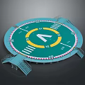 Commercial Circular Equipment With Green Surface Yellow Markings And Side Stairs