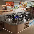 Modern Café Interior With Wooden Counter Digital Menu Boards Coffee Machines and Tea