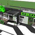 Container Building Bar Design With Happy Moment Sign Neon Lights And Palm Trees