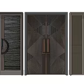 Double Doors Modern Contemporary Design With Textured Metal Panels Stylish Handles And Geometric Patterns
