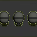 Tactical Weapon Helmets with Transparent Visors Red Yellow Indicators and Gray Green Military Design