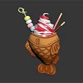 Decorative Ice Cream Cone With Swirl Ice Cream Candies And Spoons