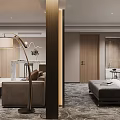 Hotel Guest Room With Modern Interior Design Large Windows City View Bed Sofa And Chair