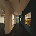 Cultural Center Exhibition Hall With Sculptures And Display Cases