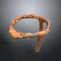Abstract Rusted Metal Sculpture With Circular Form And Rough Artistic Texture 3d model