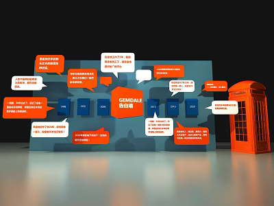 GEMMALL Shopping Center With Colorful Speech Bubbles And Orange Phone Booth 3d model