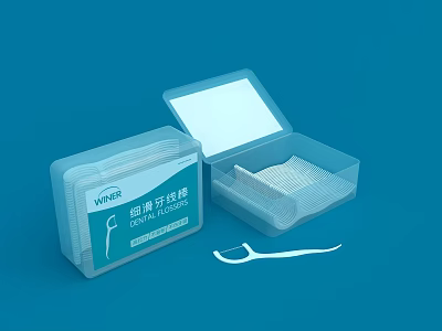 Watsons Dental Floss Picks in Transparent Storage Box with Open Container and Individual Pick 3d model