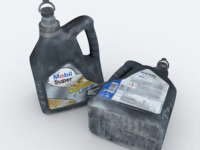 Mobil Super Motor Oil Two Plastic Containers With Product Labels And Design 3d model