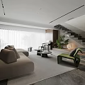 Modern Luxury Open Plan Living And Dining Room With Comfortable Sofa And Warm Wood Decor