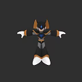 Black Orange White Game Character 3D Model With Spiked Head Blue Accents