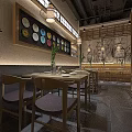 Modern Beef Brisket Restaurant Interior With Wooden Decor Glass Doors Counter And Menu Screens