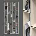 Modern Bookcase Design With Geometric Frame Books Decorative Vases And Art Ornaments