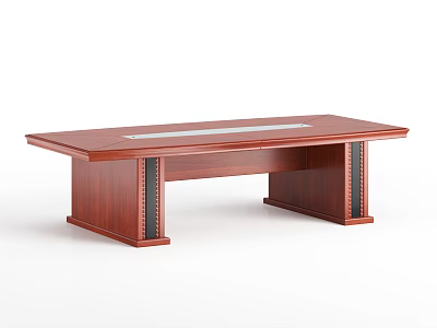 Wooden Conference Table With Rectangular Top Sleek Surface And Metal Accent Legs 3d model