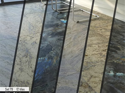 Modern Kitchen Floor Tiles Featuring Mixed Black And Beige Stone Patterns 3d model