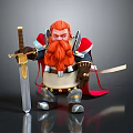 Man With Red Beard In Armor And Red Cape Holding Sword