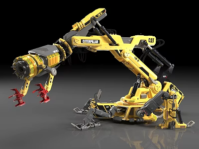 Caterpillar CAT Industrial Mechanical Arm Robot With Yellow Black Heavy Duty Complex Structure 3d model