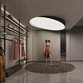 Modern Public Office Space With Open Layout Ergonomic Desks Round Ceiling Lights And Green Plants