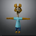 3D Cartoon Dog Character With Brown Head White Face Blue T Shirt And Blue Shorts