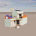 Modern Container Building With Solar Panels And Wooden Balcony Railings