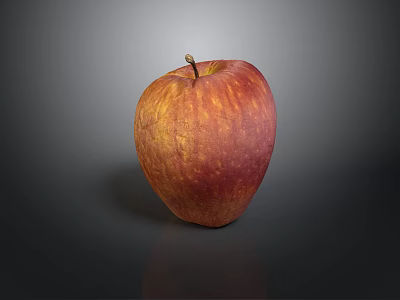 Fresh Red and Yellow Shiny Apple on Dark Background with Reflection 3d model