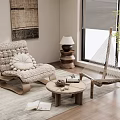 Cozy Woven Leisure Chairs In Modern Living Room With Coffee Table Floor Lamp And Plants