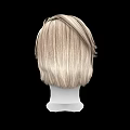 White Head Model With Blonde Short Hair And Natural Facial Features On Black Background