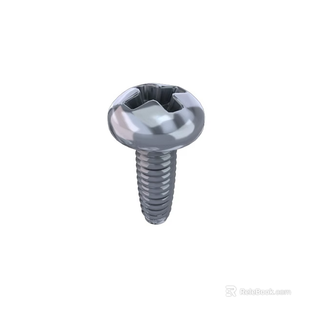 Stainless Steel Cross Recess Round Head Threaded Screw for Industrial Applications 3d model 