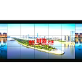 Multi Screen Computer Monitor Displaying High Definition Urban City Skyline View