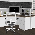 Modern office desk and chair combination 3d model