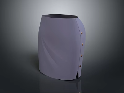 Elegant Purple Slim Fit Skirt With Side Button Details And Slit Design 3d model