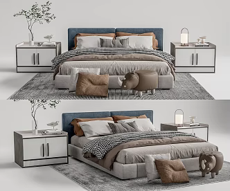 Modern Double Bed 3d model