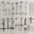 Various Modern Shower Systems with Rainfall Top Head and Handheld Sprayer for Bathroom Interior 3d model