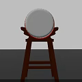 Traditional Red and White Circular Drum with White Drumhead on Wooden Stand