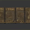 Vintage Wooden Trunk With Metal Straps And Carved Wooden Panels