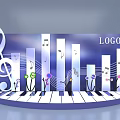 Music Themed Photo Spot With Treble Clef Notes And Piano Keys Design