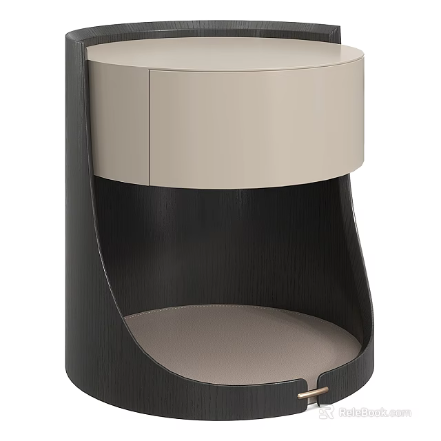 Modern Bedside Table Design With Beige Drawer And Black Curved Frame 3d model 