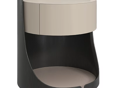 Modern Bedside Table Design With Beige Drawer And Black Curved Frame 3d model