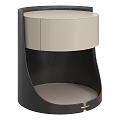Modern Bedside Table Design With Beige Drawer And Black Curved Frame