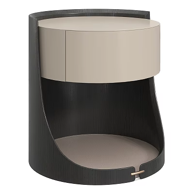 Modern Bedside Table Design With Beige Drawer And Black Curved Frame 3d model