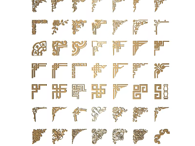 Various Intricate Carved Decorative Patterns For Furniture And Architectural Accents 3d model