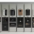 Various Styles And Colors Of Kitchen Appliances Including Coffee Machines And Ovens Neatly Arranged