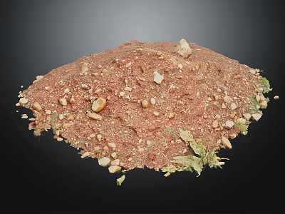 Organic Brown Spice Powder With Small Granules And Green Leaf Fragments 3d model