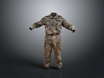 Camouflage Military Style Long Sleeve Tactical Jumpsuit Apparel With Pockets 3d model