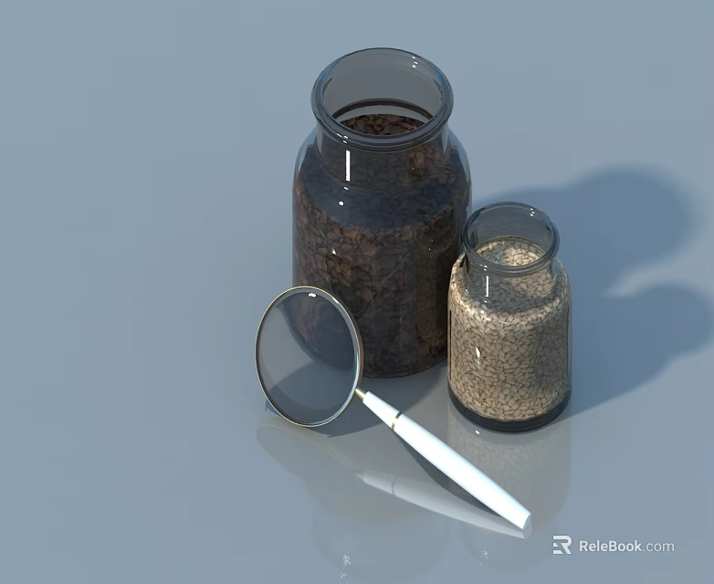 Pet Cabinet With Glass Storage Jars And Magnifying Glass For Pet Food 3d model 