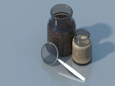 Pet Cabinet With Glass Storage Jars And Magnifying Glass For Pet Food 3d model